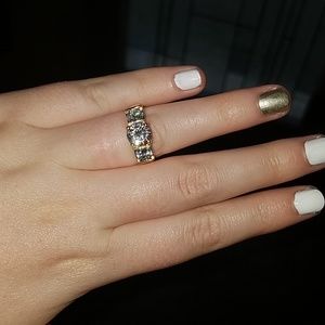 Vintage gold three stone engagement ring